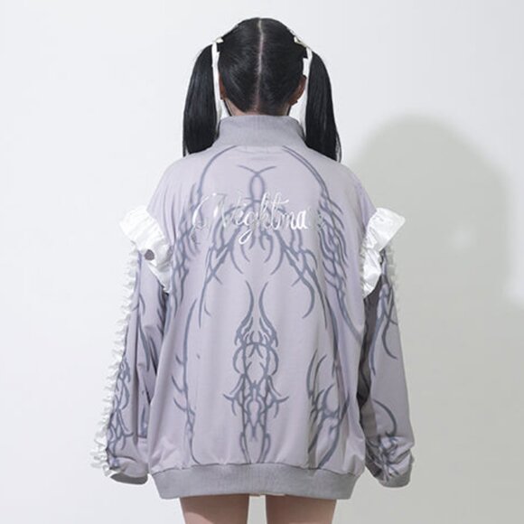 ACDC RAG - Nightmare Studded Bunny Ruffle Grey Oversized Jacket - Picture 5 of 11